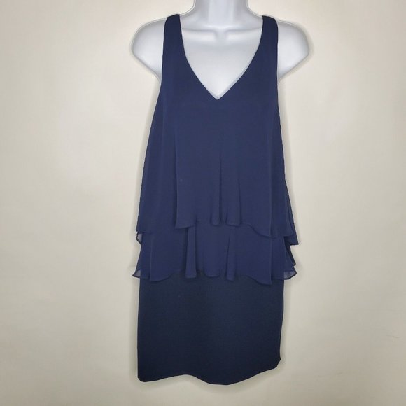 Lauren Ralph Lauren Dresses & Skirts - Lauren Ralph Lauren Womens Layered Sleeveless Ruffled Dress Size 4 Blue V Neck